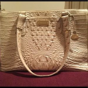 croc-embossed leather Brahmin handbag